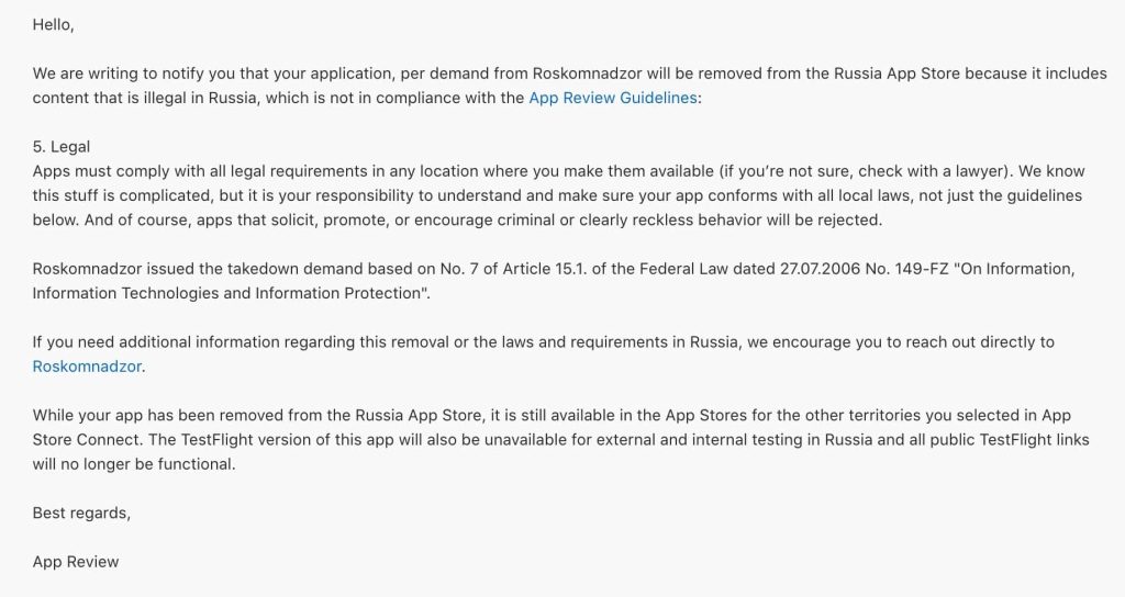 Apple Removes VPN Apps from Russian App Store as Censorship Tightens