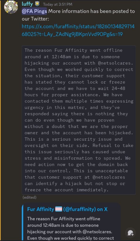 Fur Affinity Website Hacked in DNS Hijacking Attack